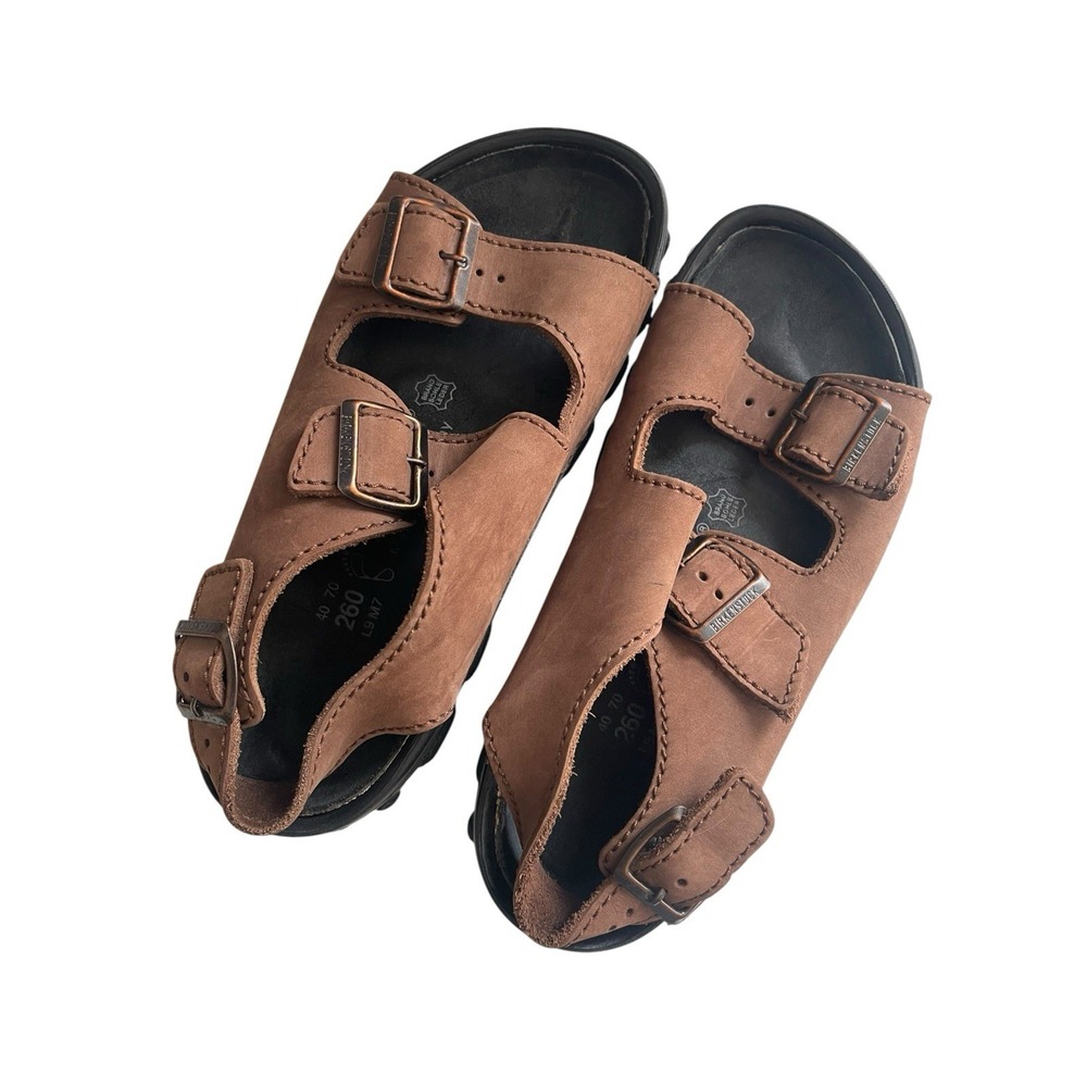 Vintage Birkenstock Tatami Top Strap Buckle Brown Leather Chunky Sandals Unisex